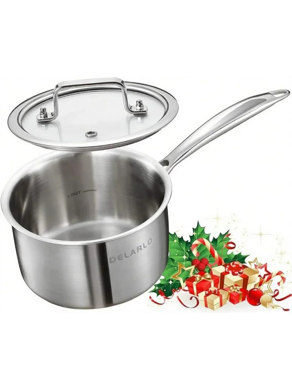 2 Quart Tri-Ply Stainless Steel Saucepan with Lid - Durable & Versatile Cookware